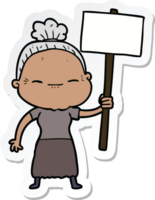 sticker of a cartoon peaceful old woman png