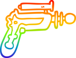 rainbow gradient line drawing of a cartoon ray gun png