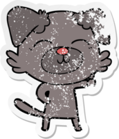 distressed sticker of a cartoon dog png