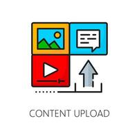 Content upload, CMS content management system icon vector