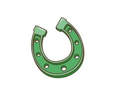 Cartoon retro groovy green holiday horseshoe vector