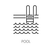 real inmuebles línea Arte icono o símbolo con piscina vector