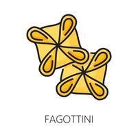 Pasta in shape of little bundles isolate fagottini vector