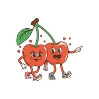 Groovy retro cherry comical cartoon character vector