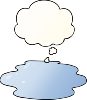 cartoon puddle of water with thought bubble in smooth gradient style png