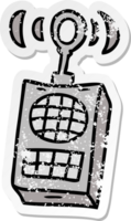 hand drawn distressed sticker cartoon doodle of a walkie talkie png