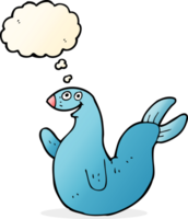 cartoon happy seal with thought bubble png