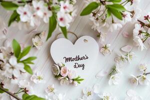 AI generated White background and paper cut mom and flowers mother's day parents Gift box background photo