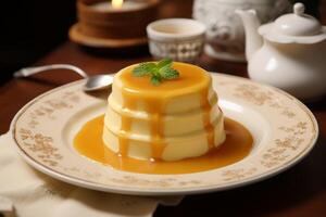 AI generated Sweet Pudding custard dessert. Generate ai photo