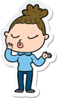 sticker of a cartoon calm woman png