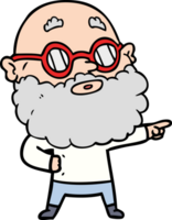 homem curioso dos desenhos animados com barba e óculos png