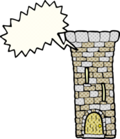 Hand gezeichnet Comic Buch Rede Blase Karikatur alt Schloss Turm png