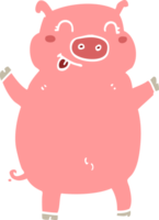 flat color style cartoon pig png