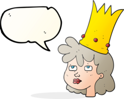 hand drawn speech bubble cartoon queen with crown png