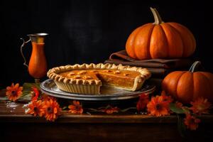 ai generado tentador Cocinando calabaza tarta. generar ai foto