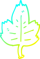 cold gradient line drawing of a cartoon leaf png