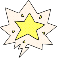 cartoon star with speech bubble in comic book style png