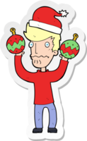 sticker van een tekenfilm Mens met Kerstmis kerstballen png