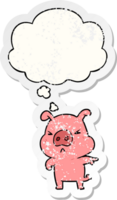 tecknad serie arg gris med trodde bubbla som en bedrövad bärs klistermärke png