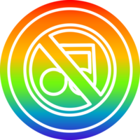 Nein Musik- kreisförmig Symbol mit Regenbogen Gradient Fertig png