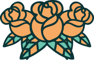 imagen icónica de estilo tatuaje de un ramo de flores png