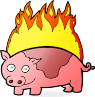 Cartoon-Schwein in Brand Cartoon png