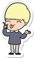 sticker of a cartoon boy sticking out tongue png