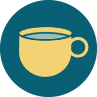 iconic tattoo style image of cup of coffee png