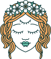 iconic tattoo style image of female face with third eye png