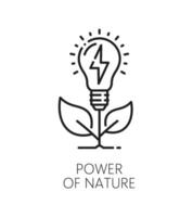 Eco power of nature icon, green energy electricity vector