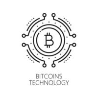 Bitcoin cryptocurrency technology, fintech icon vector