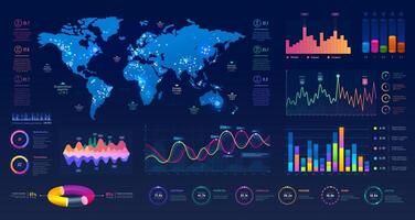 UI interface graphs, charts, infographic elements vector