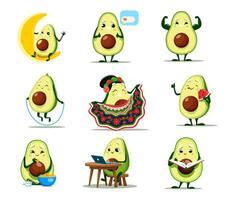 Cartoon avocado characters vector cute vegetable