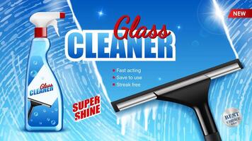 Window glass cleaner, product ad poster with spray vector