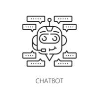 chatbot contorno icono habla burbujas y robot cabeza vector