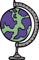 cartoon doodle of a world globe png