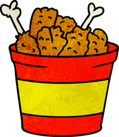 hand drawn textured cartoon doodle bucket of fried chicken png