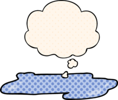 cartoon water puddle with thought bubble in comic book style png