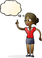 cartoon woman with great idea with thought bubble png