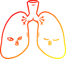 warm helling lijn tekening van een tekenfilm longen png