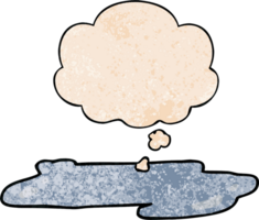 cartoon water puddle with thought bubble in grunge texture style png