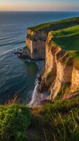 AI generated Breathtaking Bluffs  Clifftop Views Overlooking Ocean Below photo