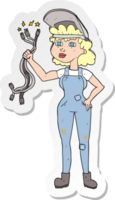 sticker of a cartoon electrician woman png