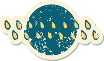 imagem de estilo de tatuagem de adesivo angustiado icônica de gotas de chuva png