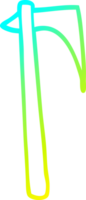 cold gradient line drawing of a cartoon sharp axe png