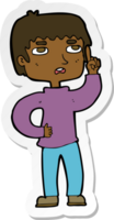 sticker of a cartoon boy with question png