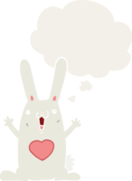 desenho animado Coelho dentro amor com pensamento bolha dentro retro estilo png