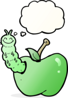 cartoon bug eating apple with thought bubble png