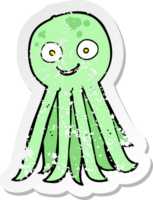 retro distressed sticker of a cartoon octopus png