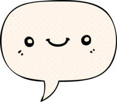 cartoon cute happy face with speech bubble in comic book style png